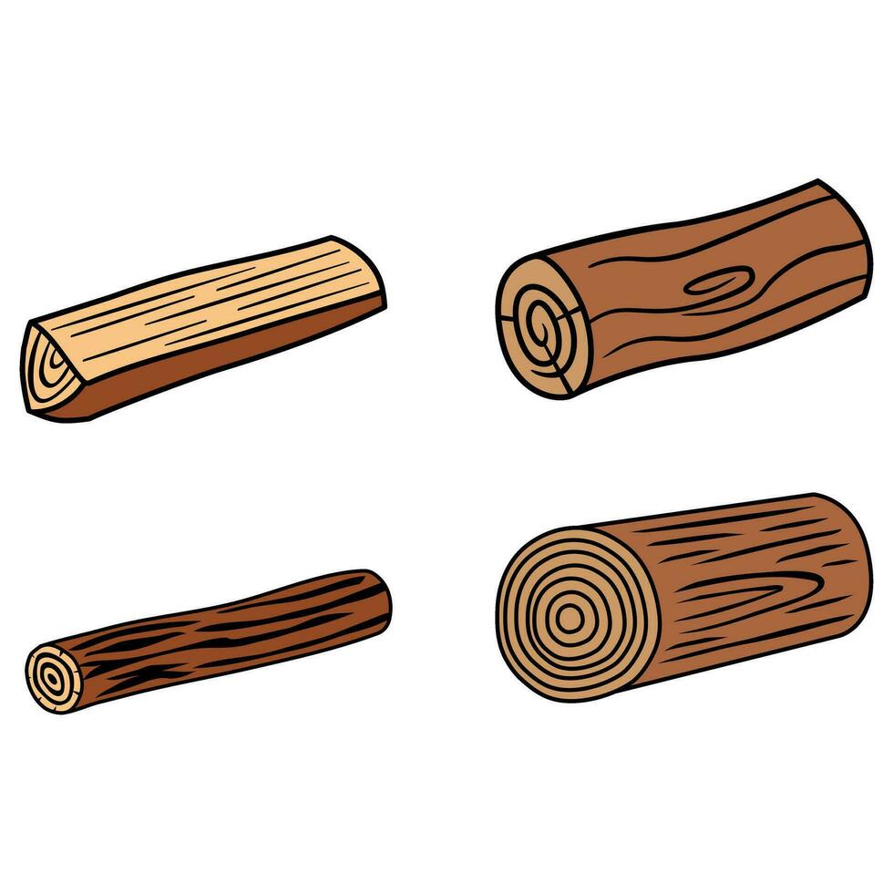 di legno log icona vettore impostare. legna illustrazione cartello collezione. albero simbolo o logo.