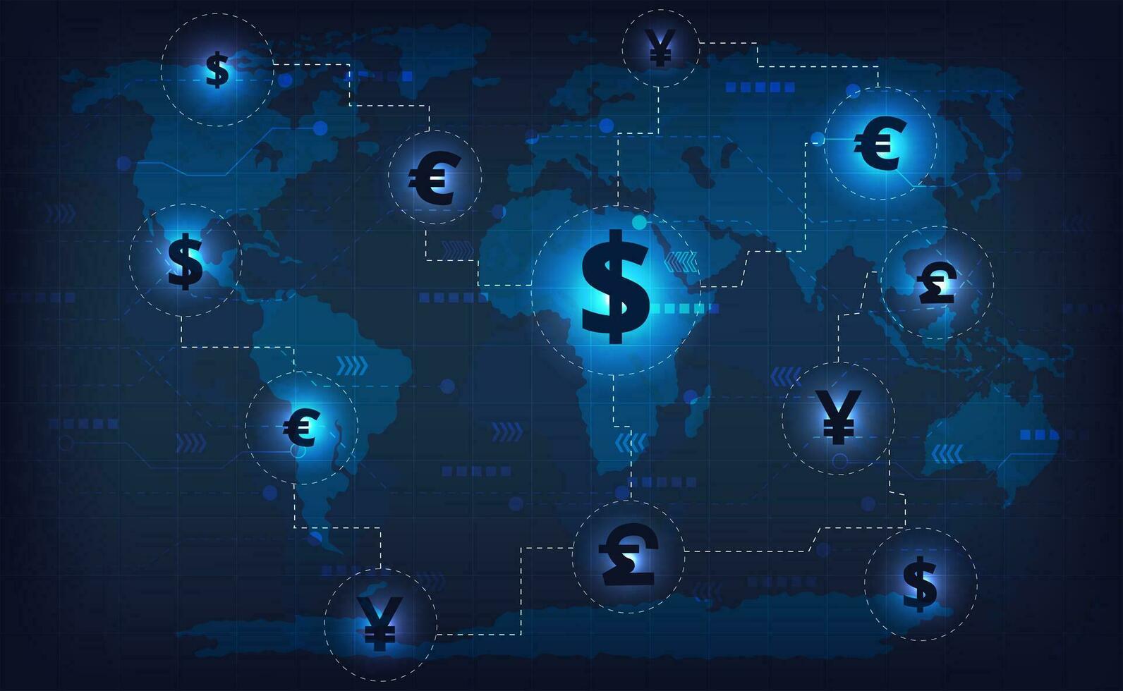 internazionale moneta scambio concetto. vettore