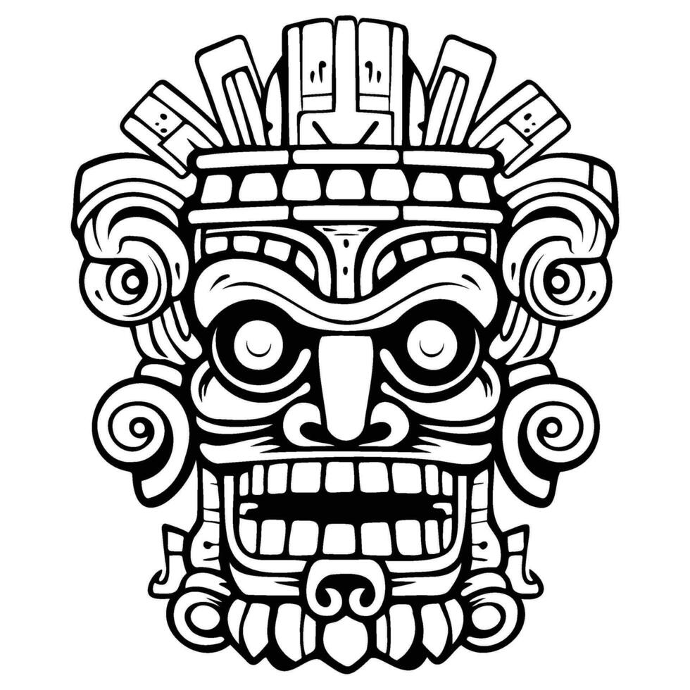 illustrazione tiki statua nel monocromatico stile, tiki tropicale natura estate. vettore