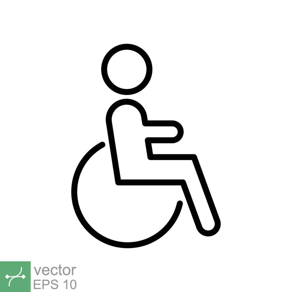 portatori di handicap paziente icona. semplice schema stile. lineare stile cartello, sedia a rotelle, handicap, pittogramma, bastone, medicinale, ospedale concetto. linea vettore illustrazione isolato su bianca sfondo. eps 10.