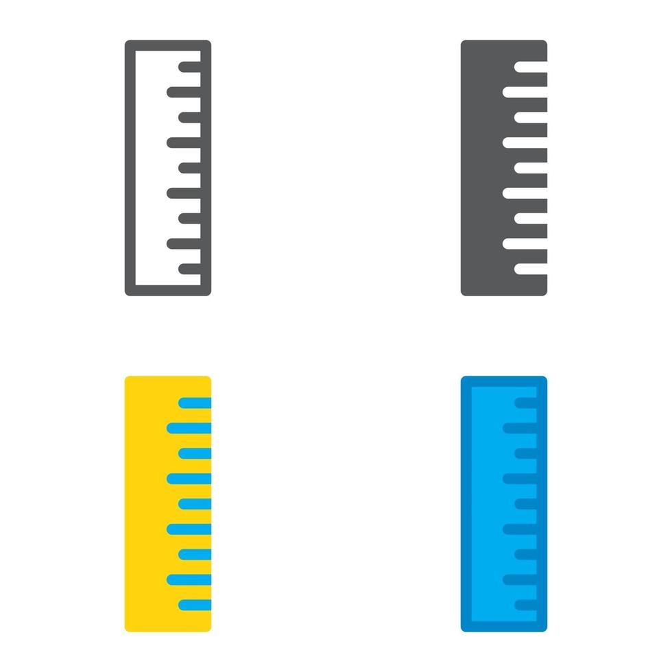 righello set di icone progettate piatte. illustrazione vettoriale. vettore