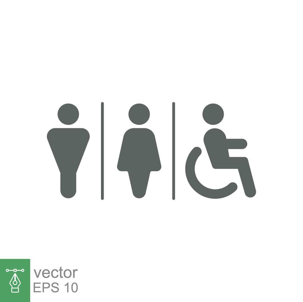 maschio, femmina, handicap gabinetto cartello icona. bagno, unisex bagno concetto. vettore illustrazione isolato su bianca sfondo. eps 10.