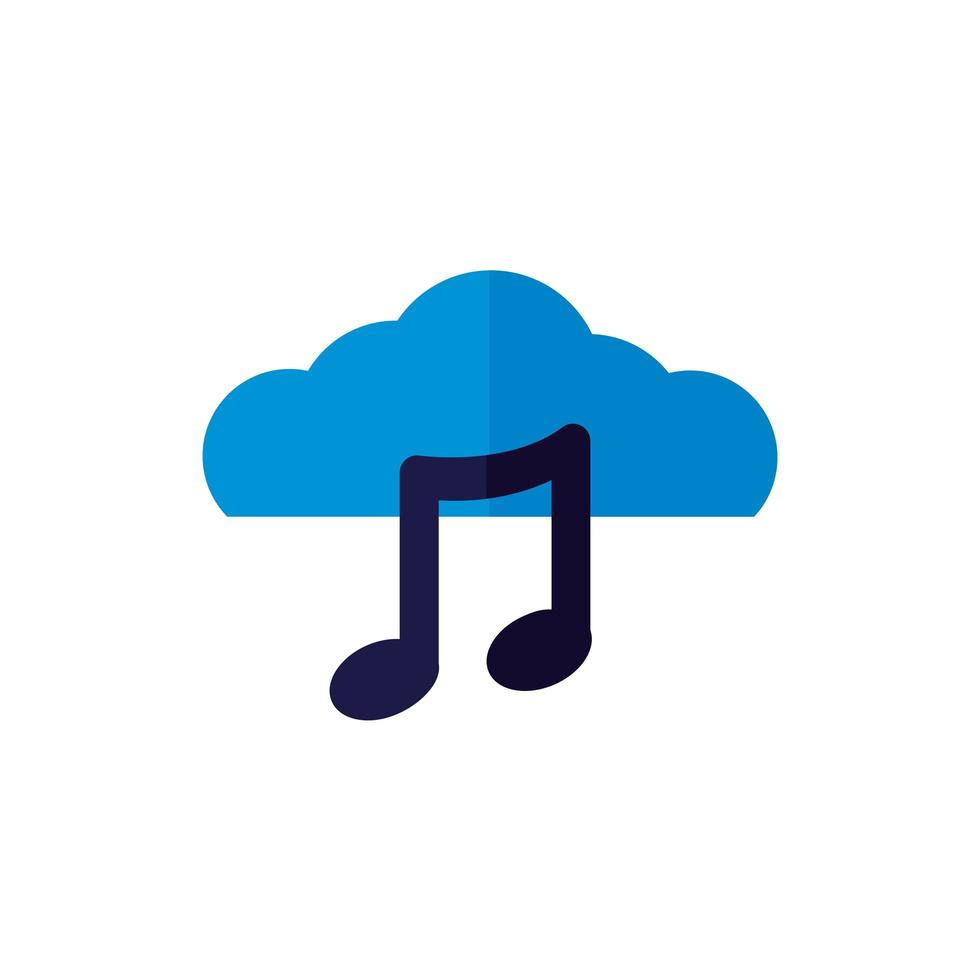 cloud computing con note musicali in stile piatto vettore