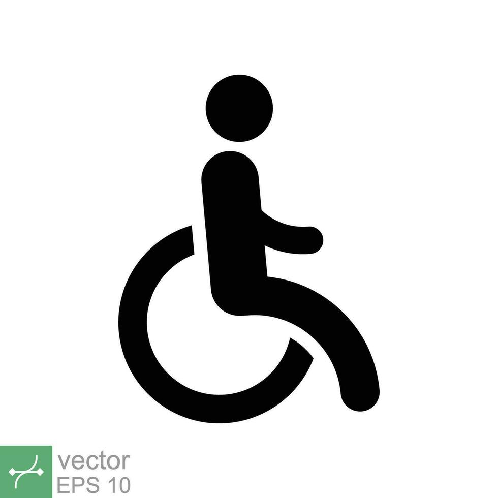 portatori di handicap paziente icona. semplice solido stile. lineare stile cartello, sedia a rotelle, handicap, pittogramma, bastone, medicinale, ospedale concetto. glifo vettore illustrazione isolato su bianca sfondo. eps 10.