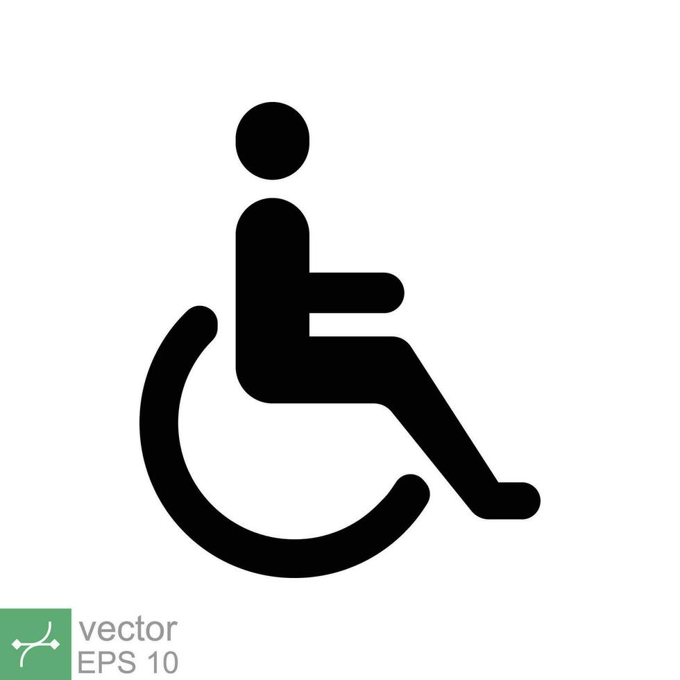 portatori di handicap paziente icona. semplice solido stile. lineare stile cartello, sedia a rotelle, handicap, pittogramma, bastone, medicinale, ospedale concetto. glifo vettore illustrazione isolato su bianca sfondo. eps 10.