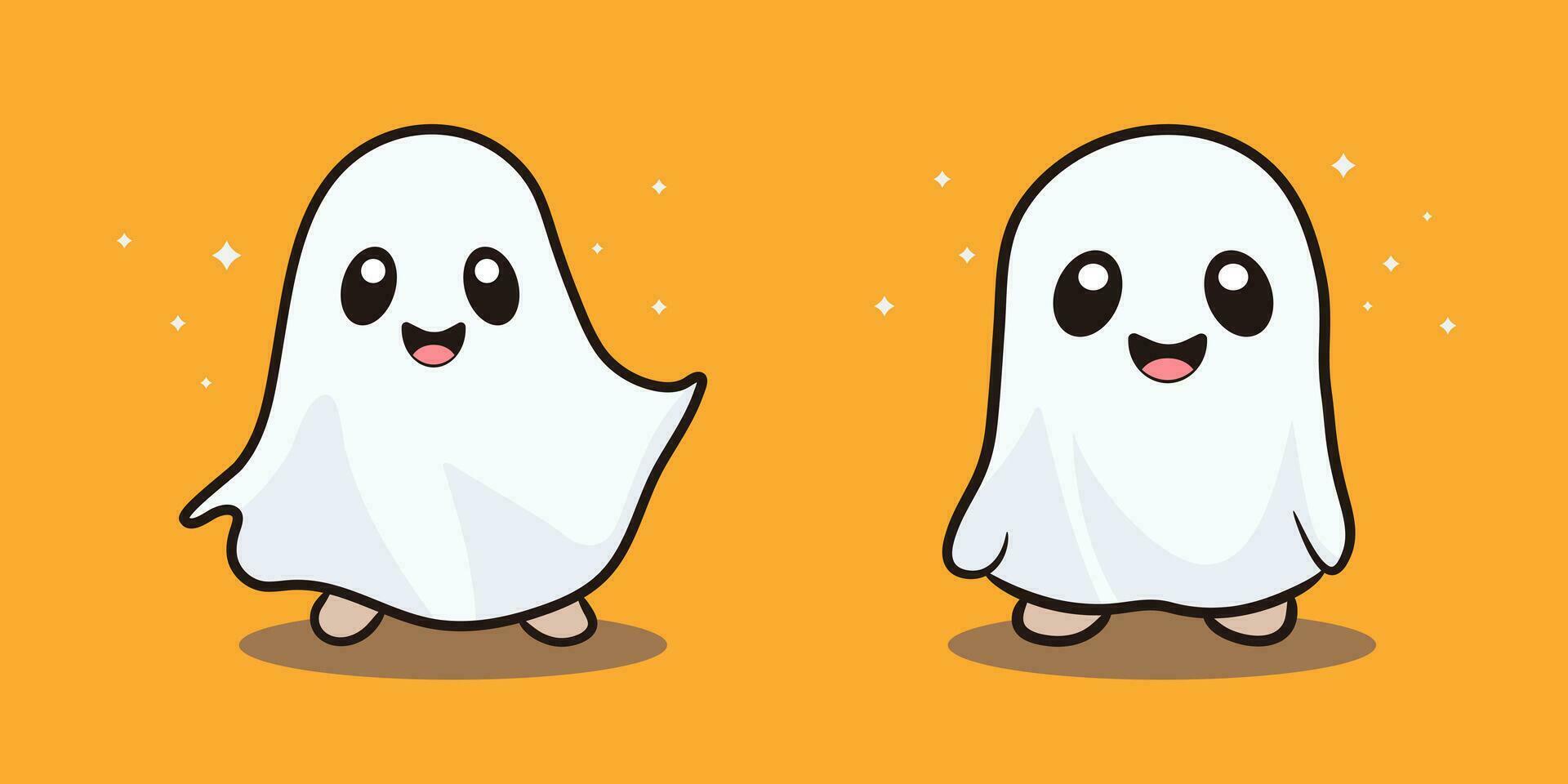 carino, bello cartone animato Halloween fantasma per vacanza design elementi. vettore