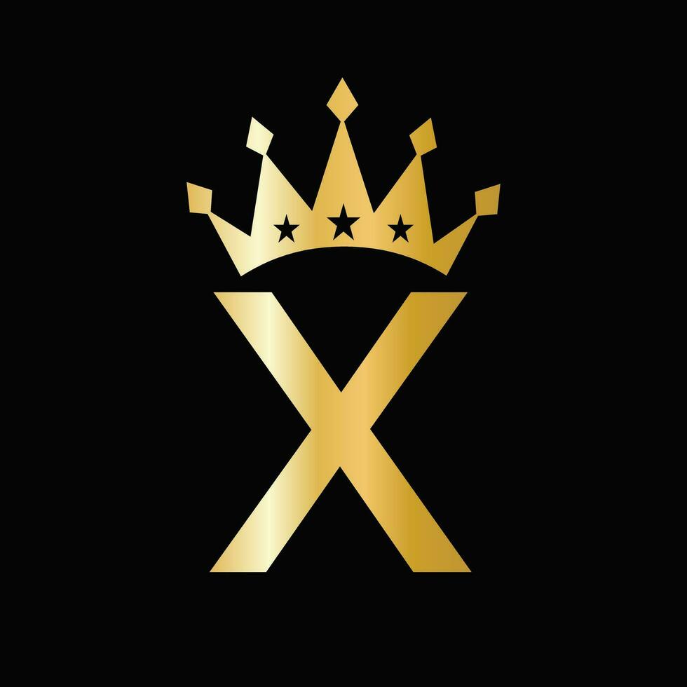 lettera X lusso logo con corona simbolo. corona logotipo modello vettore