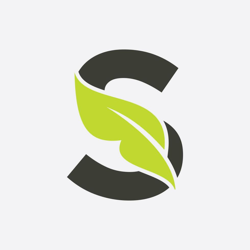 lettera S foglia logo. eco azienda agricola logotipo vettore modello. biologico simbolo