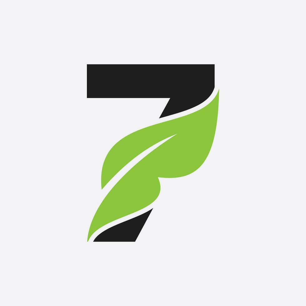 lettera 7 foglia logo. eco azienda agricola logotipo vettore modello. biologico simbolo