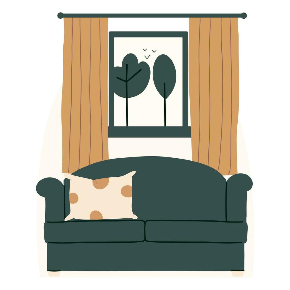 scandinavo stile camera interno design. divano e finestra. vettore illustrazione