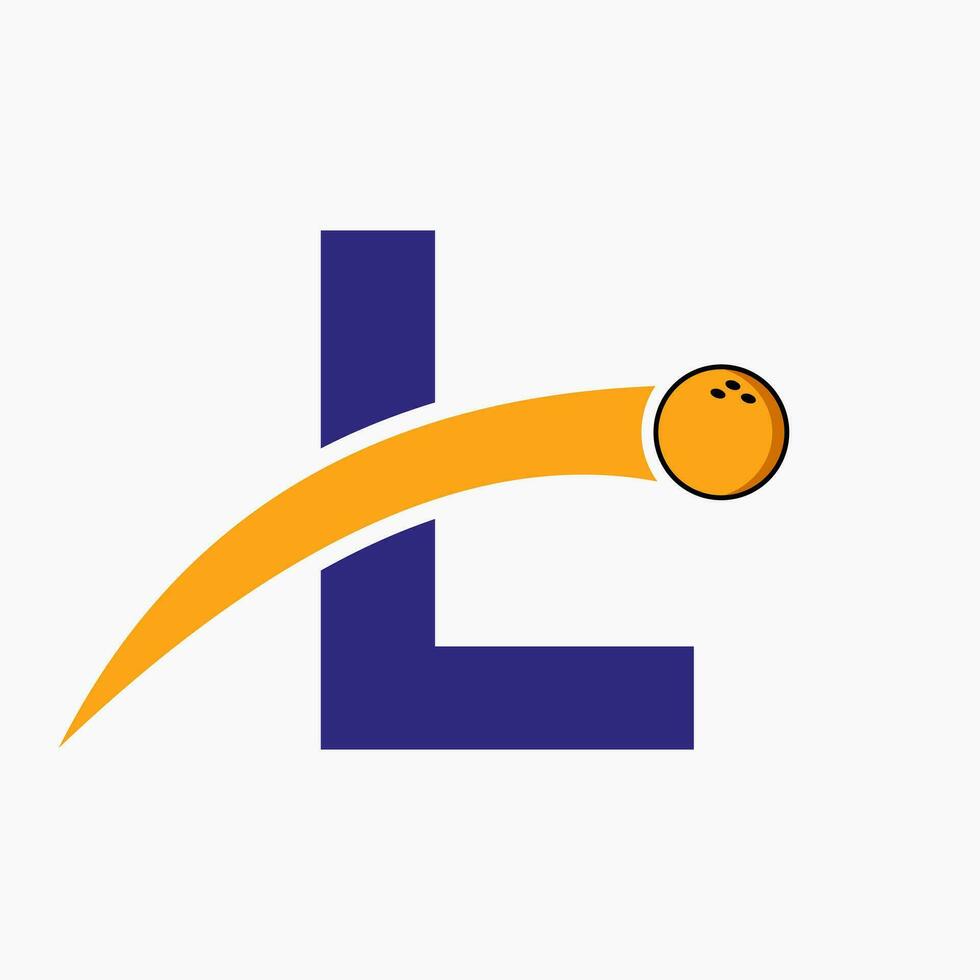 lettera l bowling logo. bowling palla simbolo con in movimento palla icona vettore