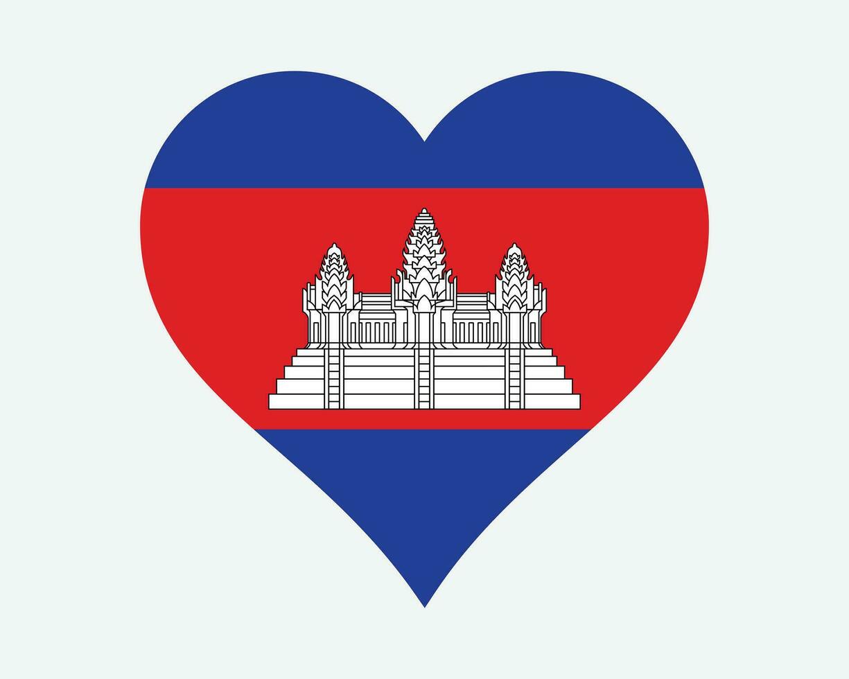 Cambogia cuore bandiera. cambogiano khmer amore forma nazione nazione nazionale bandiera. regno di Cambogia bandiera icona cartello simbolo. eps vettore illustrazione.