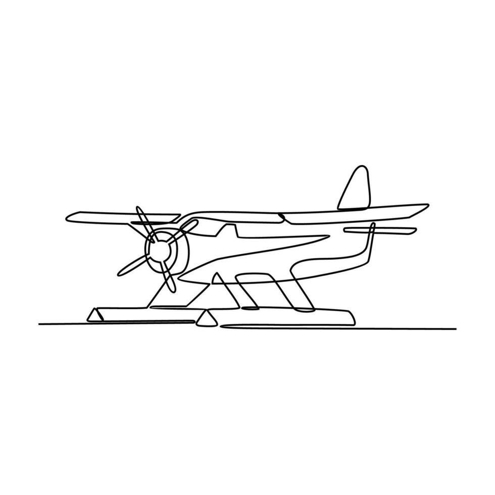 uno continuo linea disegno di aereo come aria veicolo e mezzi di trasporto con bianca background.air mezzi di trasporto design nel semplice lineare stile.non colorazione veicolo design concetto vettore illustrazione