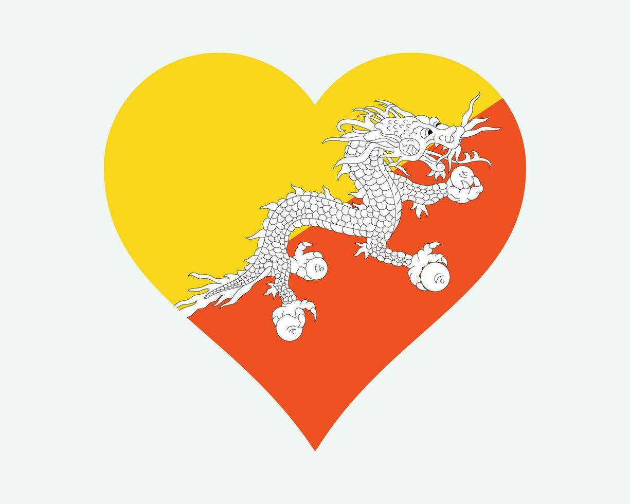 bhutan cuore bandiera. bhutanese amore forma nazione nazione nazionale bandiera. regno di bhutan bandiera icona cartello simbolo. eps vettore illustrazione.