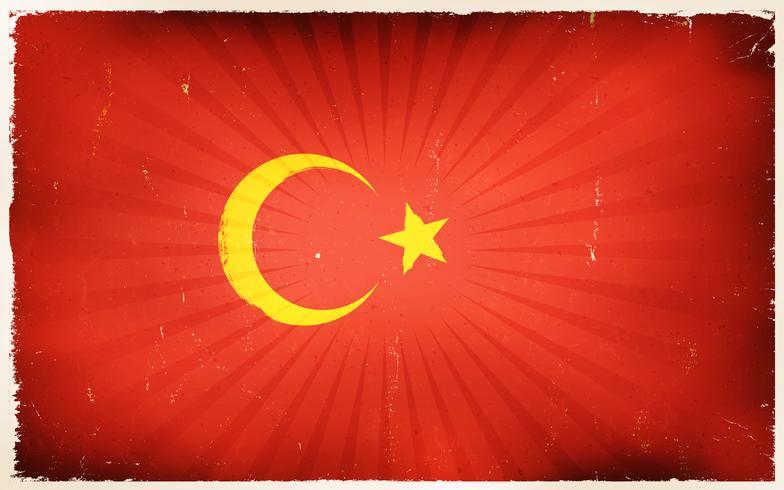 Vintage turkey Flag Poster Background vettore