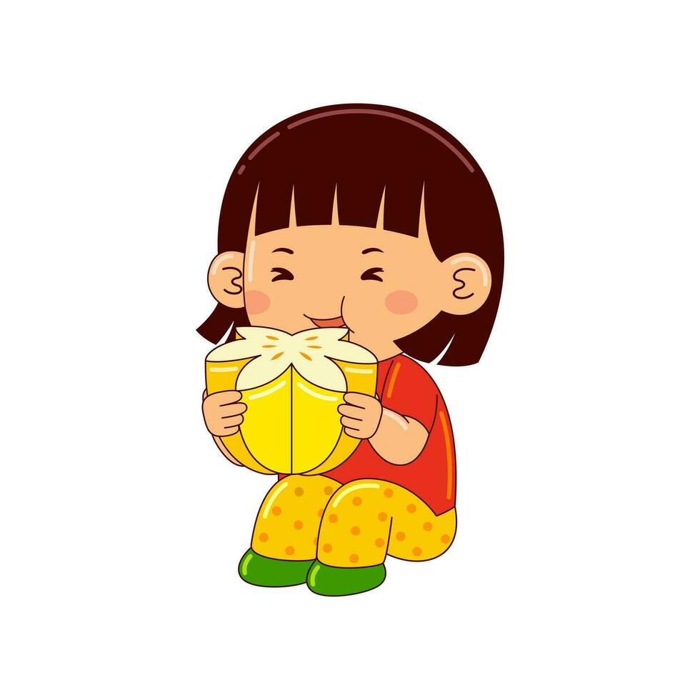 bambini mangiare frutta vettore illustrazione