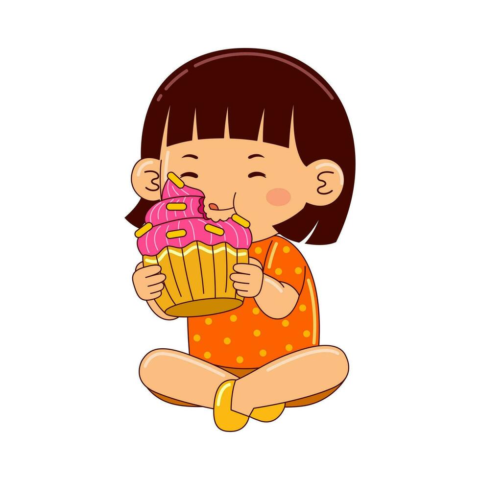 bambini mangiare dolce vettore illustrazione