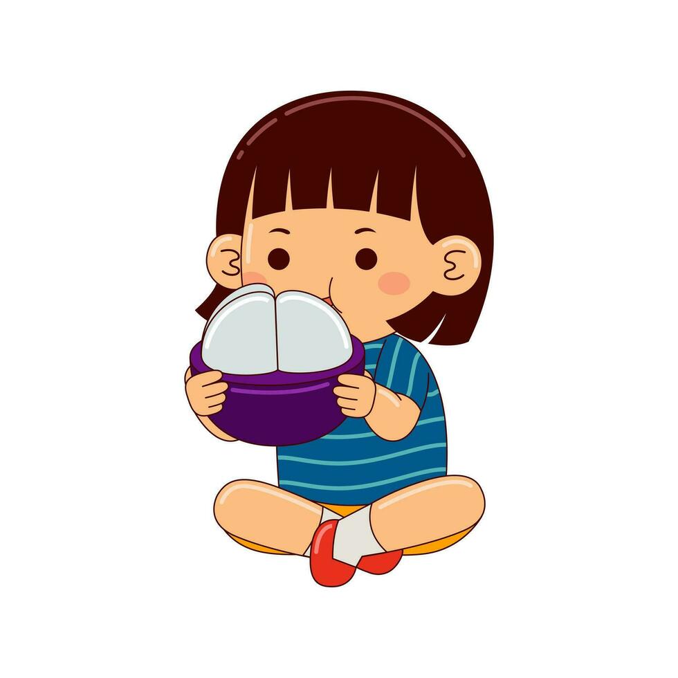 bambini mangiare frutta vettore illustrazione