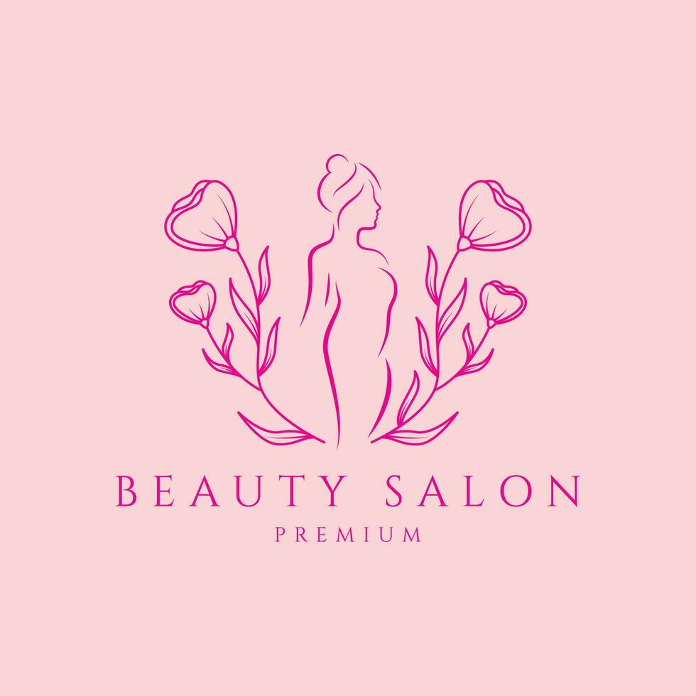 logo linea arte donne bellezza cosmetico salone e terme femminile bellezza cura botanico vettore icona simbolo minimalista design