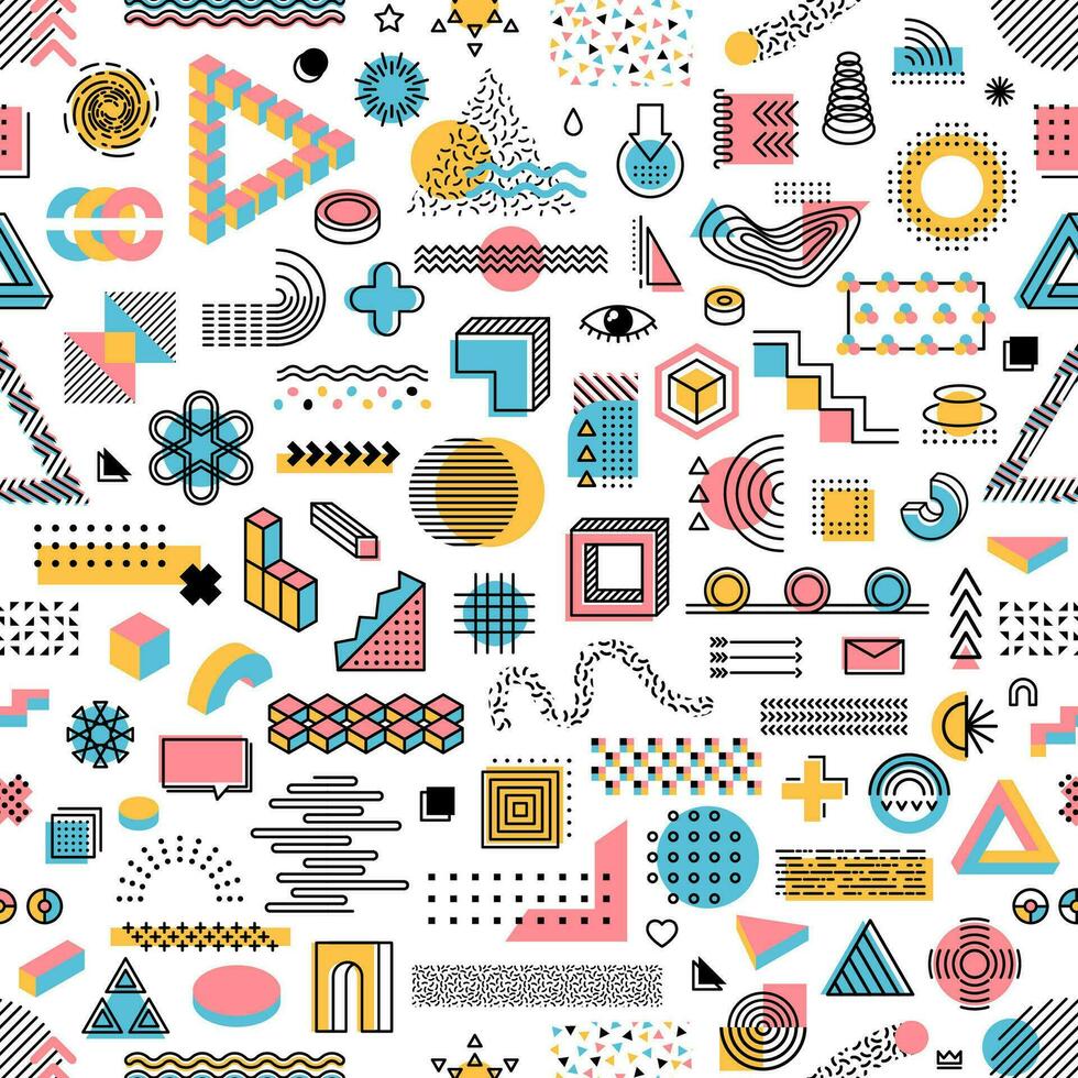 Memphis geometrico forme senza soluzione di continuità vettore modello