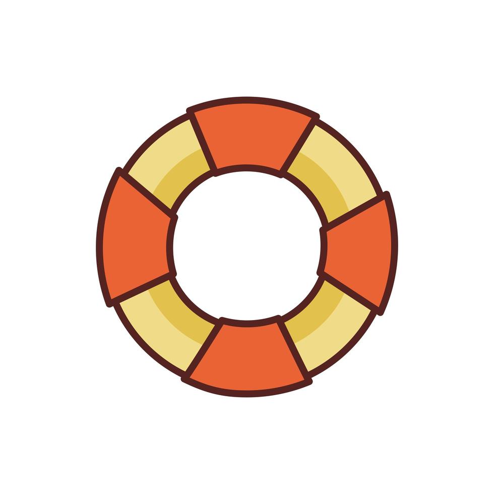 icona dello stile del colore della linea galleggiante del bagnino vettore