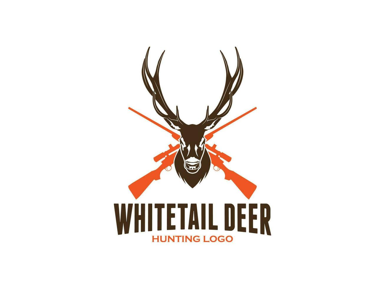 whitetail cervo a caccia logo pistola silhouette vettore arte
