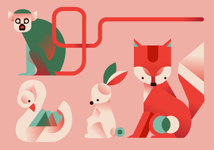 Cute Geometric Simple Animals Vector Flat