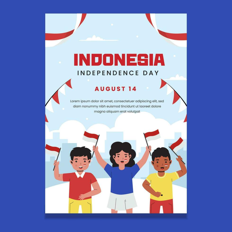 modello di Indonesia indipendenza giorno verticale manifesto vettore