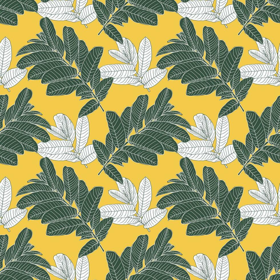 senza soluzione di continuità modello verde guaiava le foglie astratto sfondo.vettore illustrazione mano disegnato linea art.per tessuto moda Stampa design o Prodotto confezione. vettore