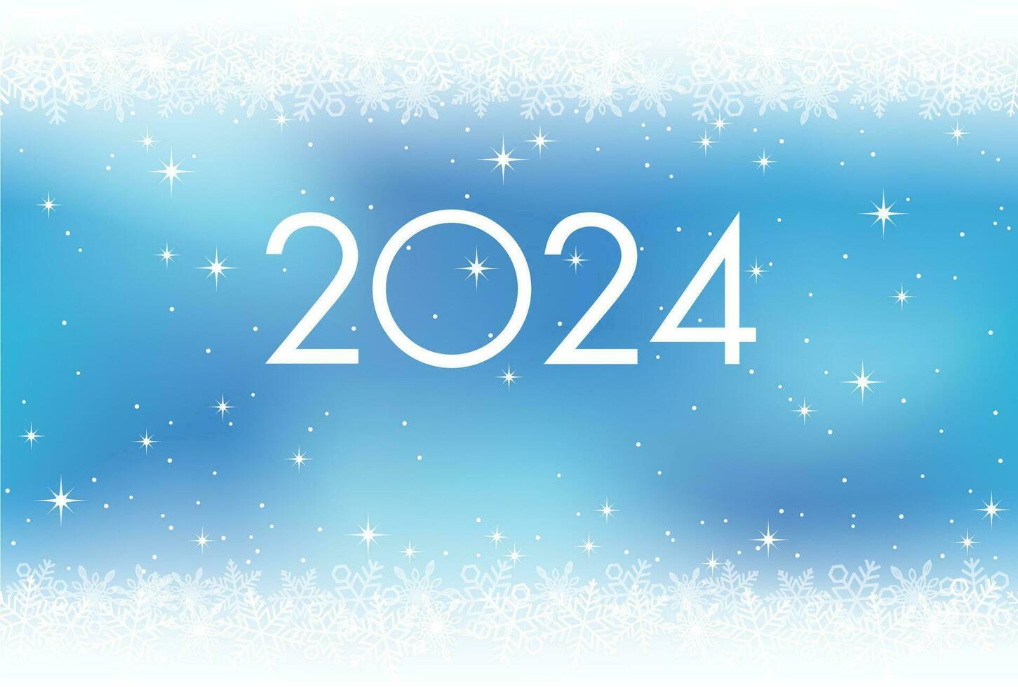 2024 Natale e nuovo anni saluto carta con i fiocchi di neve su un' blu astratto sfondo. vettore illustrazione.