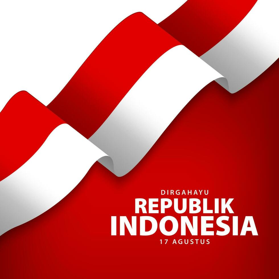 17 ° agosto, Indonesia indipendenza giorno bandiera con indonesiano bandiera. vettore illustrazione