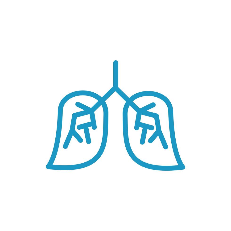 icona di stile della linea dell'organo umano dei polmoni vettore