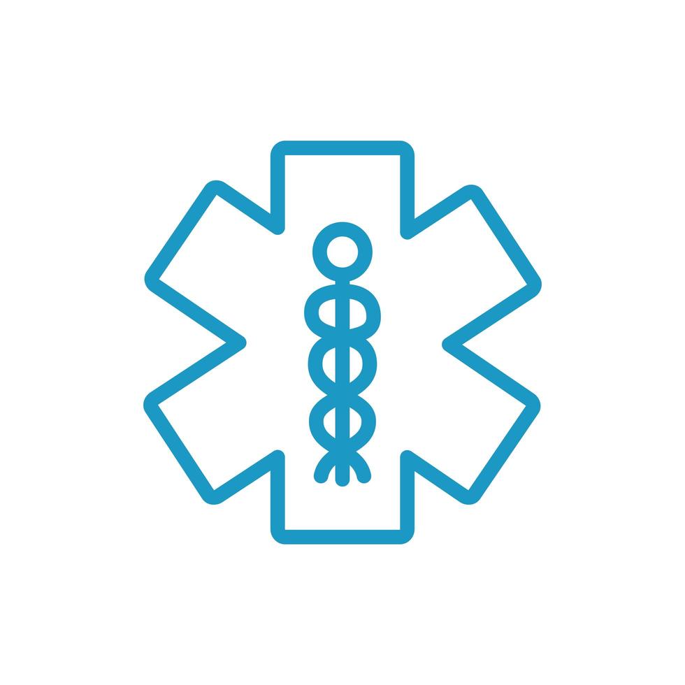 icona della linea del simbolo medico del caduceo vettore