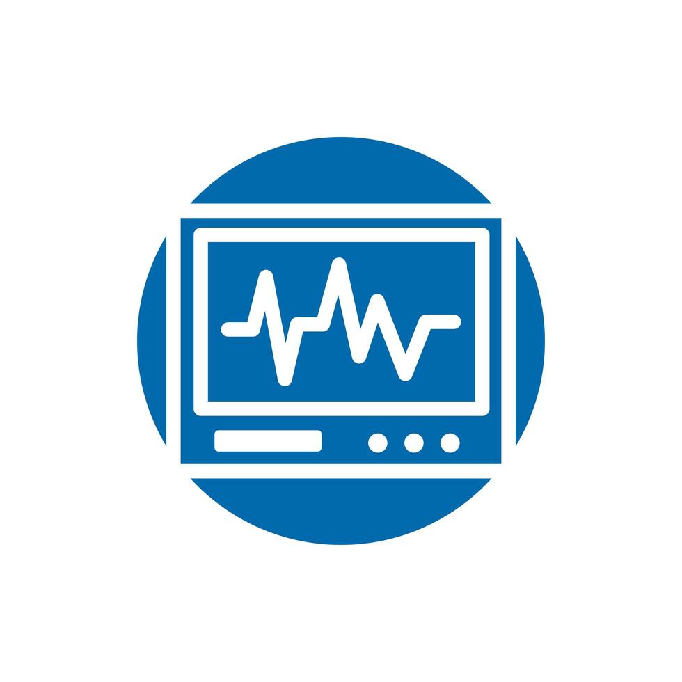 icona blocco impulso cardiologia macchina medica ekg vettore