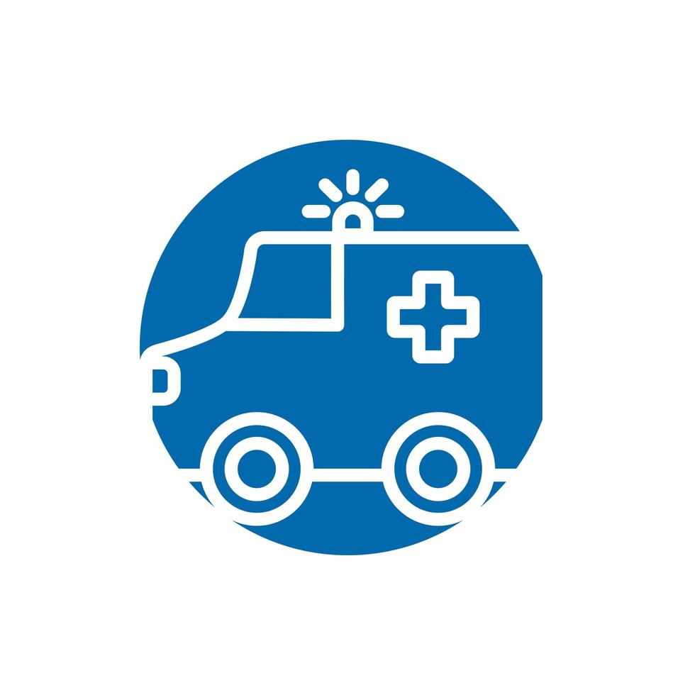 icona di stile blocco veicolo auto ambulanza vettore