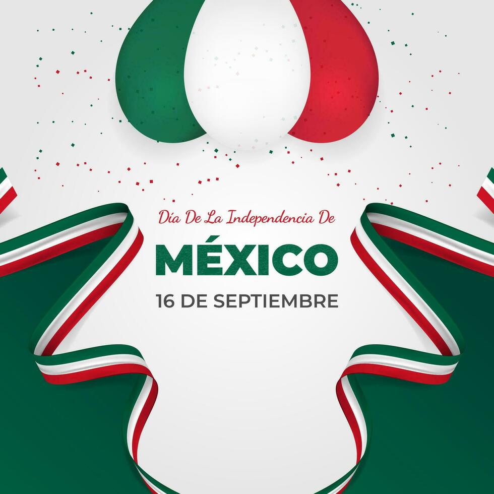 16 de septiembre dia de la indipendencia de Messico saluto con ondulato messicano nazionale bandiere nastri vettore