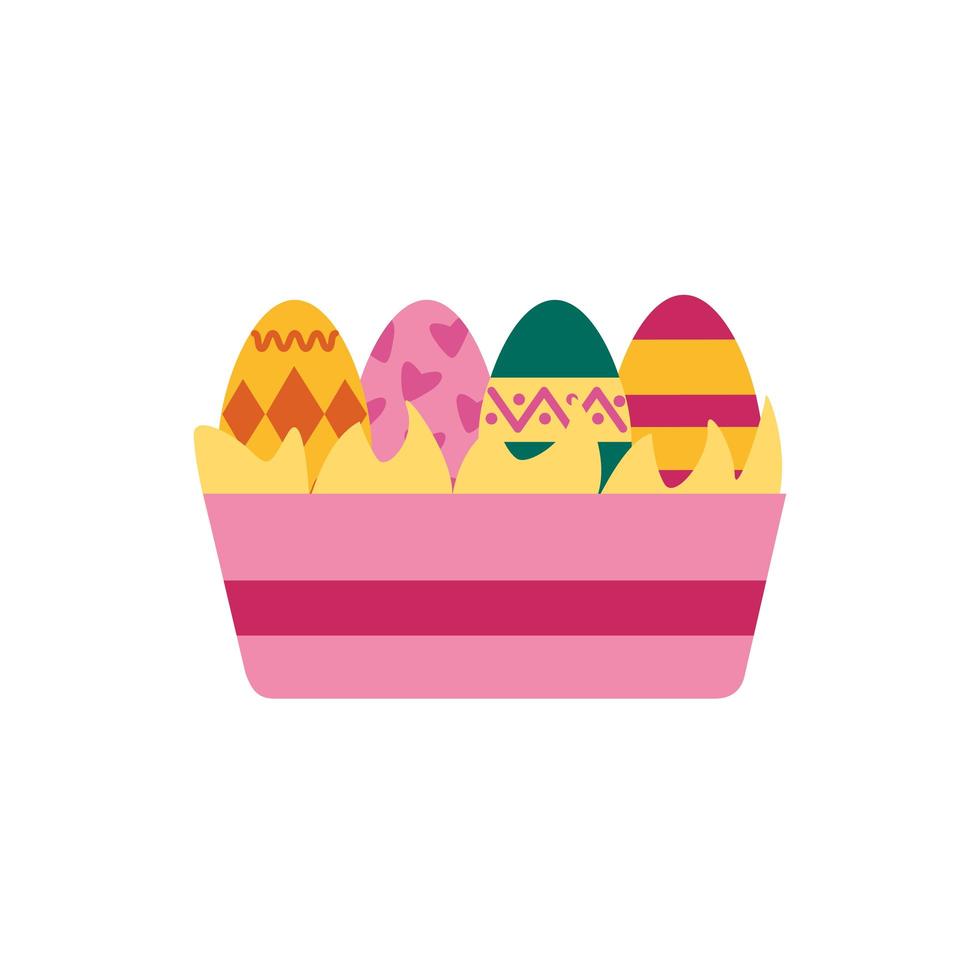 uova di Pasqua dipinte in icone di stile piatto vaso di ceramica vettore