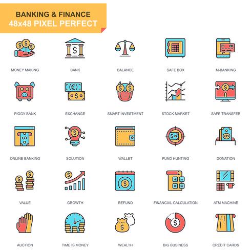 Banking and Finance Icon Set vettore
