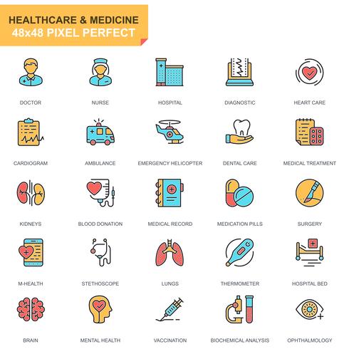 Healthcare and Medicine Icon Set vettore