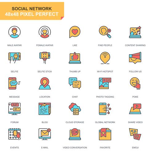 Social Media and Network Icons Set vettore