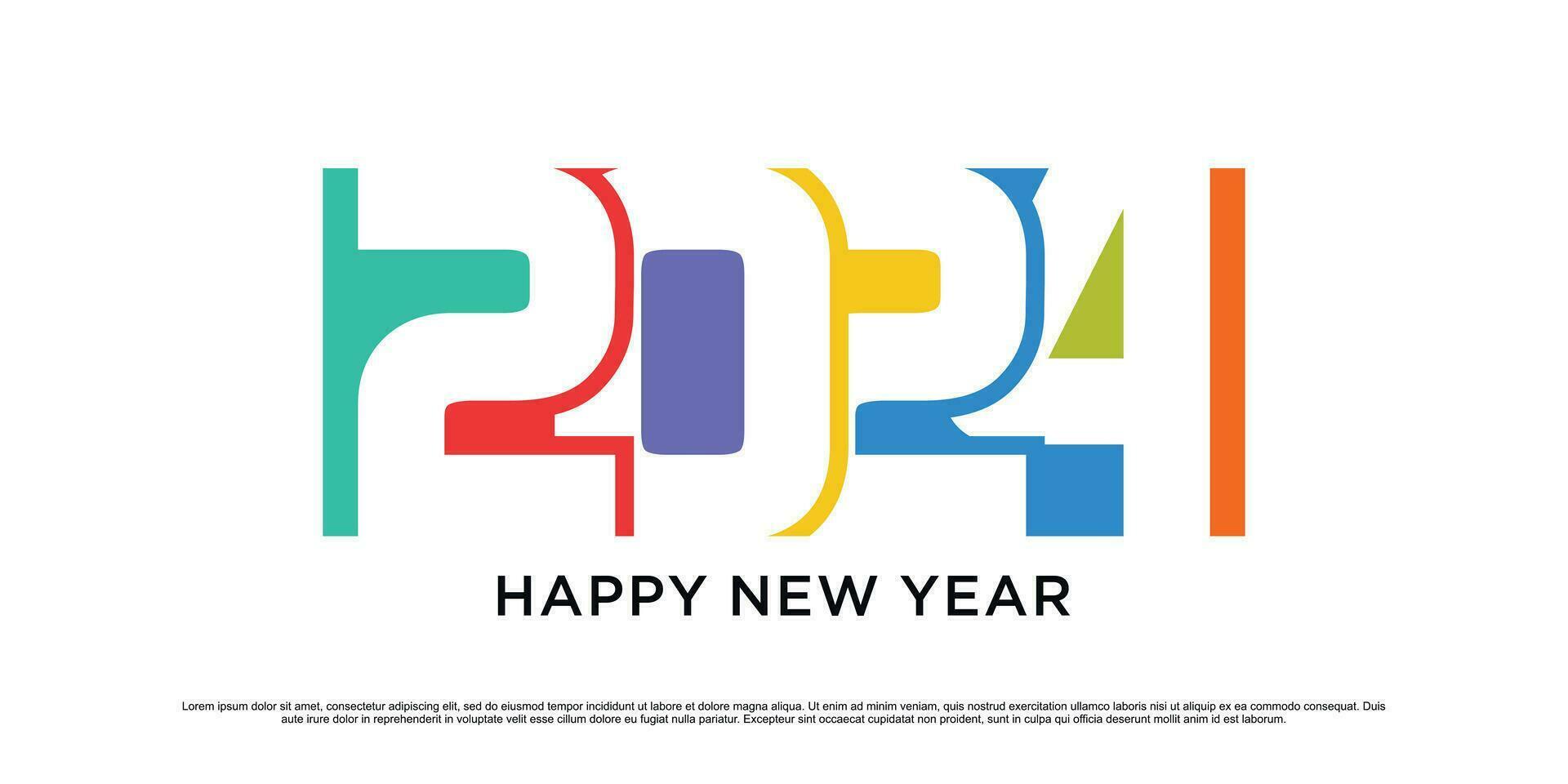 2024 contento nuovo anno logo design modello vettore illustrazione con creativo unico concetto