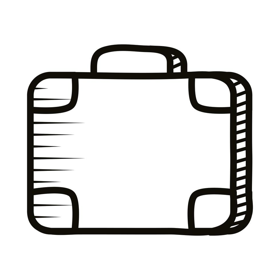 icona di stile della linea di doodle di viaggio valigia vettore