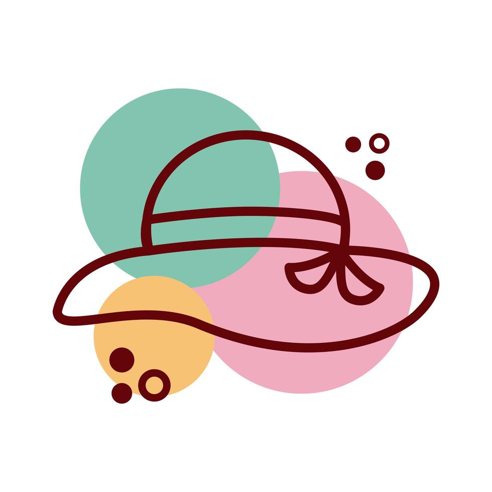 linea di cappelli estivi femminili e icona di stile a colori vettore