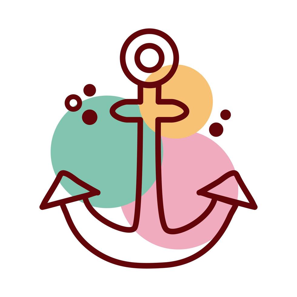 linea di accessori marini di ancoraggio e icona di stile a colori vettore