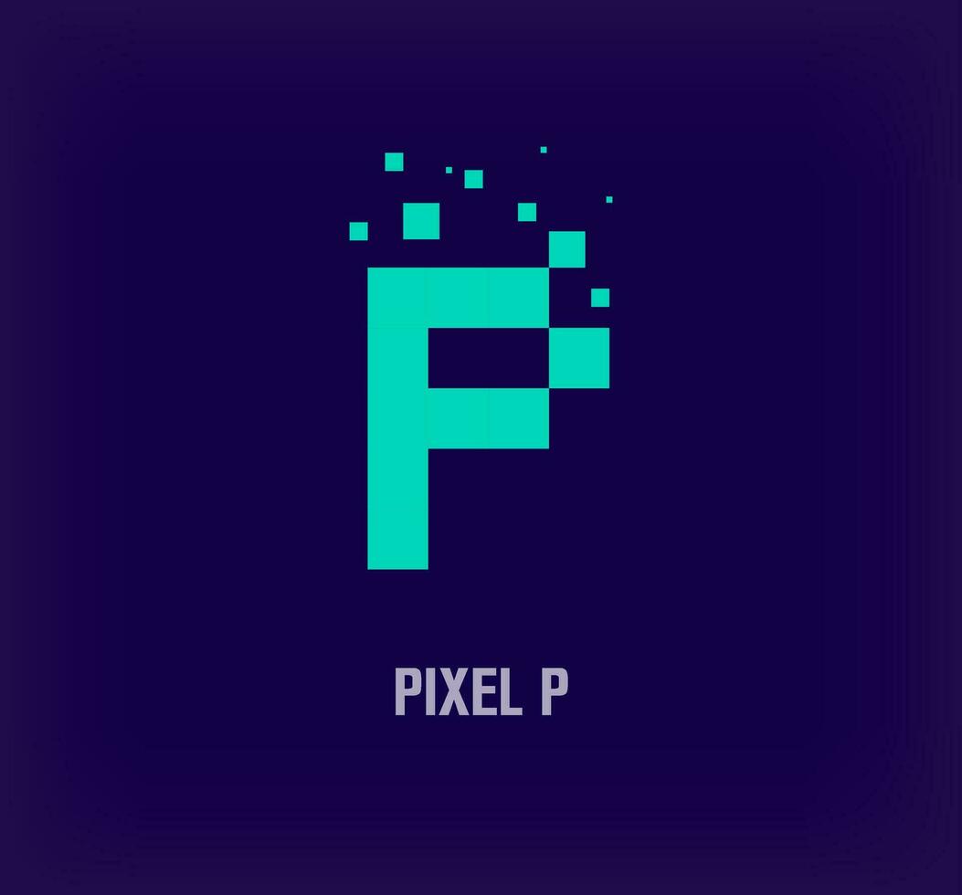 creativo pixel lettera p logo. unico digitale pixel arte e pixel esplosione modello. vettore