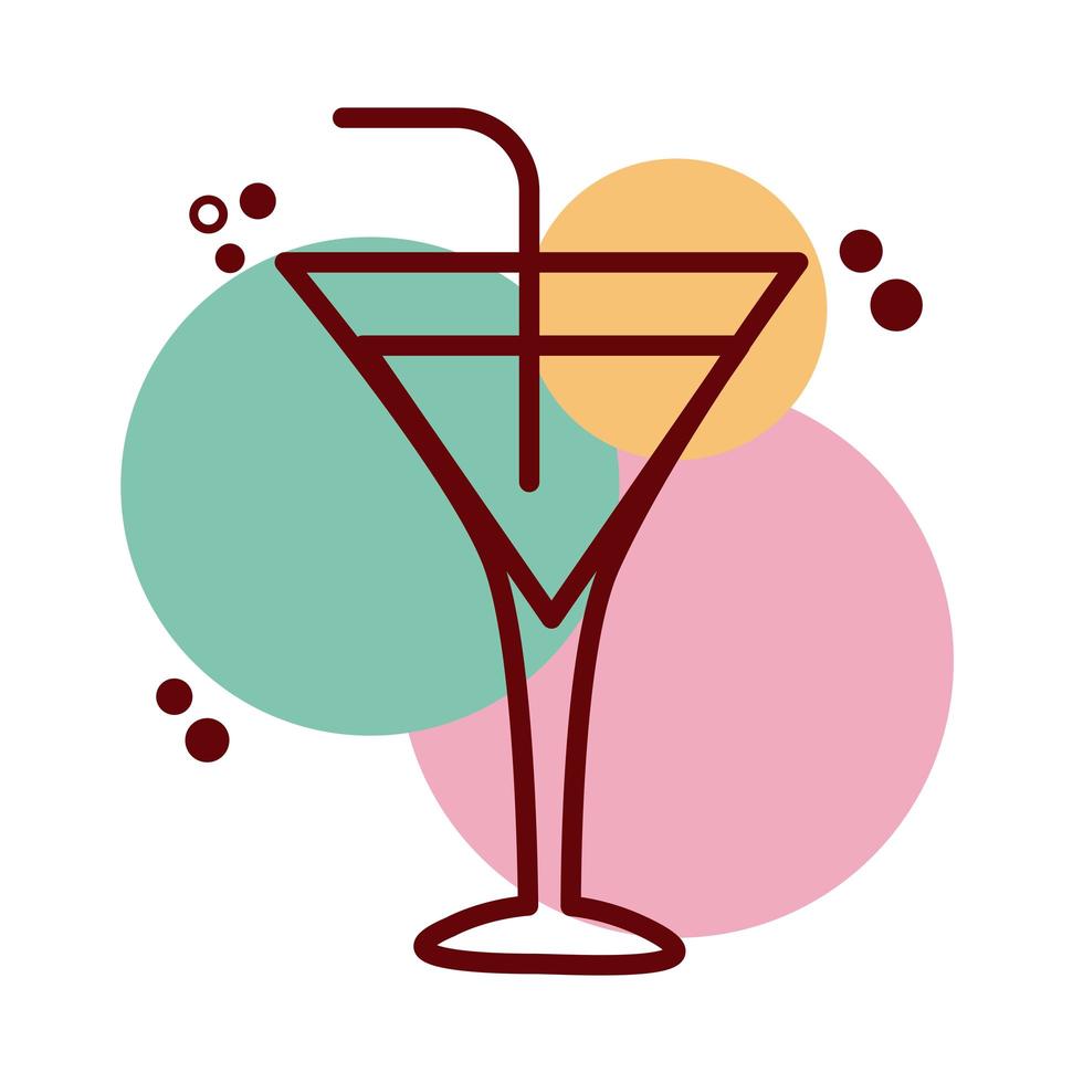 linea della tazza da cocktail e icona dello stile del colore vettore