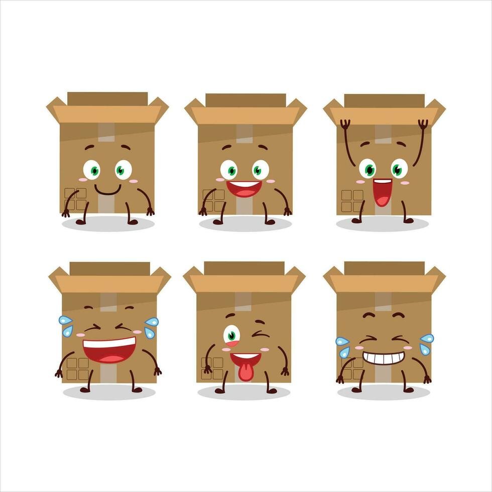 cartone animato personaggio di scatola di cartone scatola con Sorridi espressione vettore