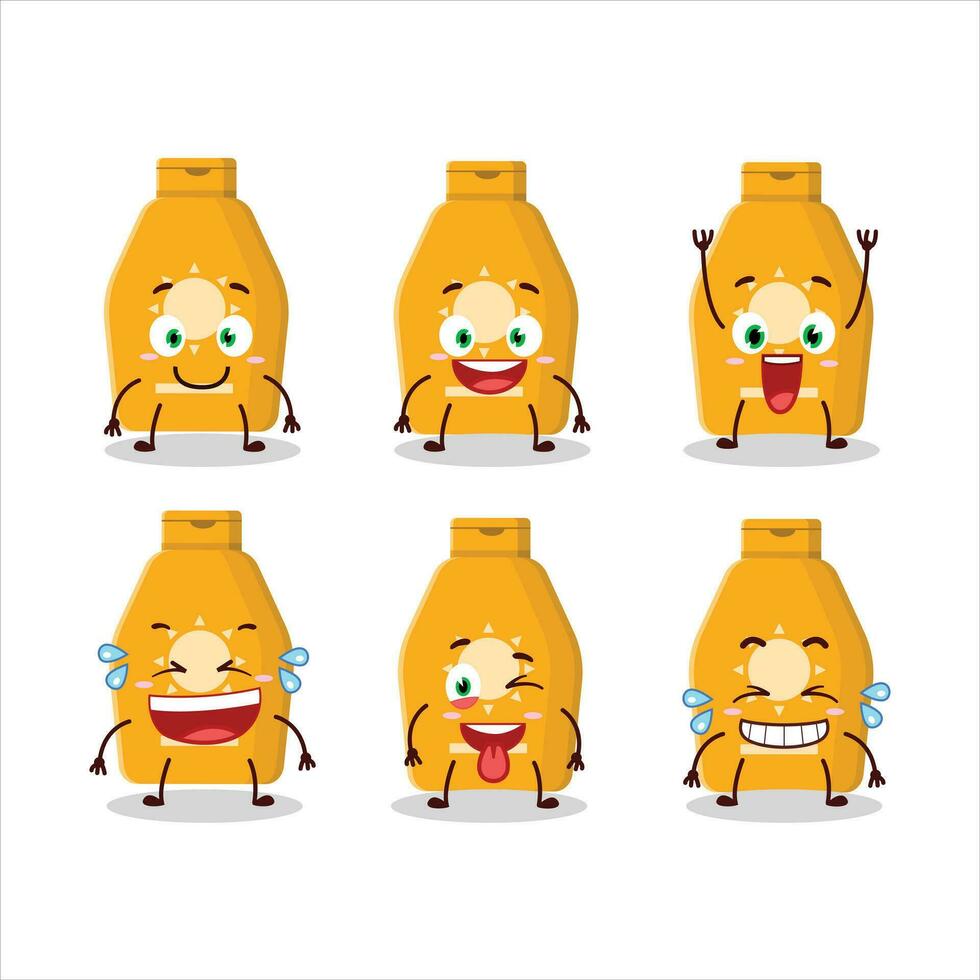 cartone animato personaggio di lozione crema solare con Sorridi espressione vettore