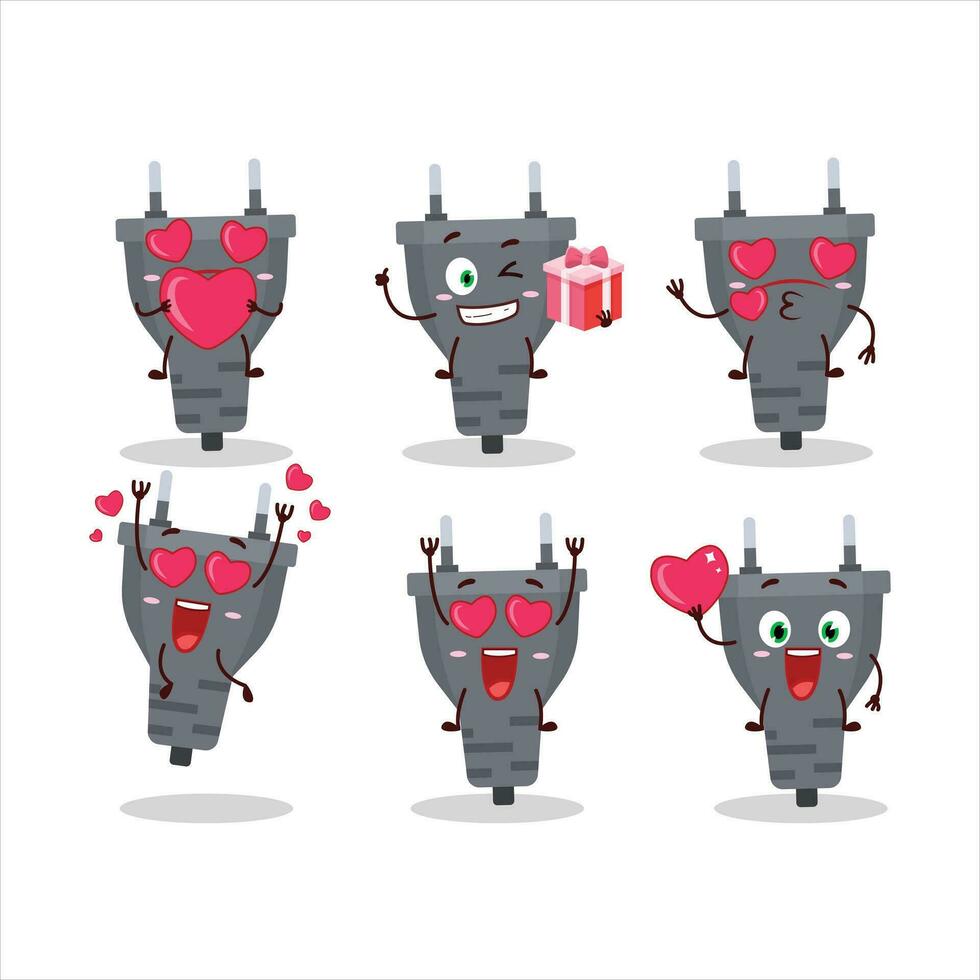 nero spina cartone animato personaggio con amore carino emoticon vettore