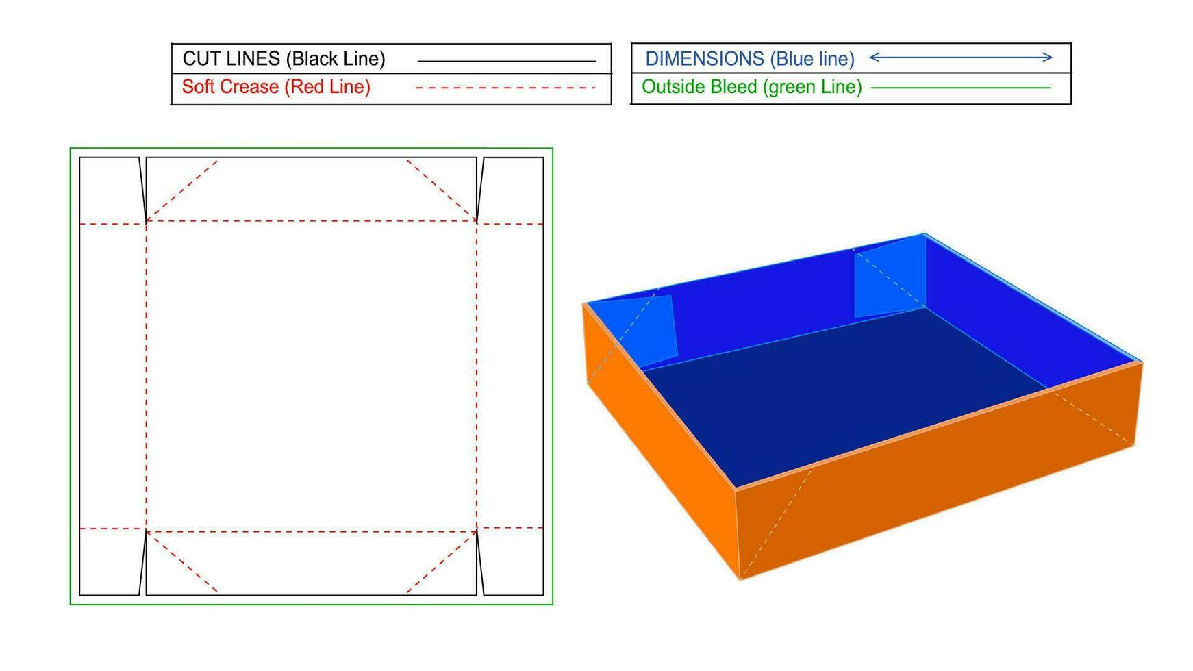 facilmente ridimensionabile e modificabile cartone cartone animato scatola, ondulato spedizione scatola e Dieline tamplate e 3d rendere vettore